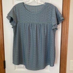 Flutter Sleeve Eyelet Top